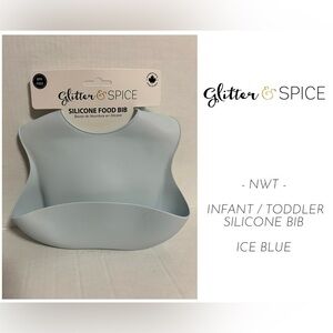 🆕GLITTER & SPICE - NWT - ICE BLUE SILICONE BIB